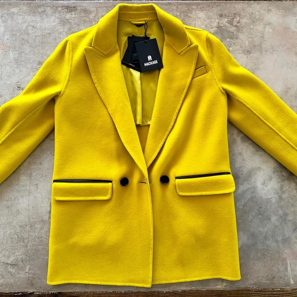 ⭐️⭐️⭐️ Mackage Edina yellow wool coat size XS - Picture 4 of 5